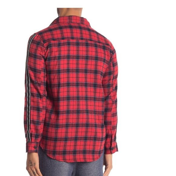 American Stitch Plaid Flannel TapeSleeve TrimFit M - Picture 2 of 2